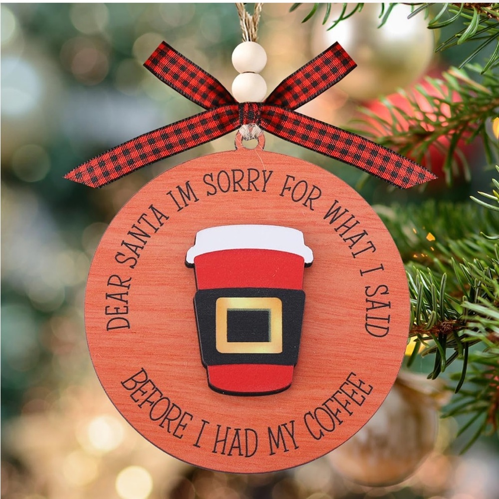 Festive Coffee-Themed Christmas Ornament - NEW
